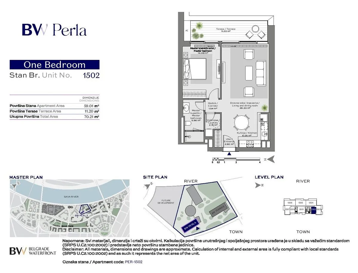 Sale, two bedroom apartment, 70m², Beograd Na Vodi, Beograd