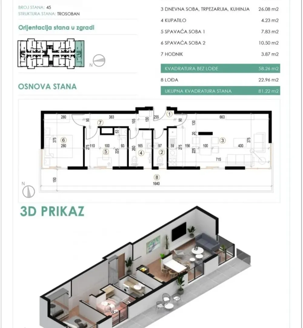 Sale, three bedroom apartment, 81m², Voždovac Sve Podlokacije, Beograd