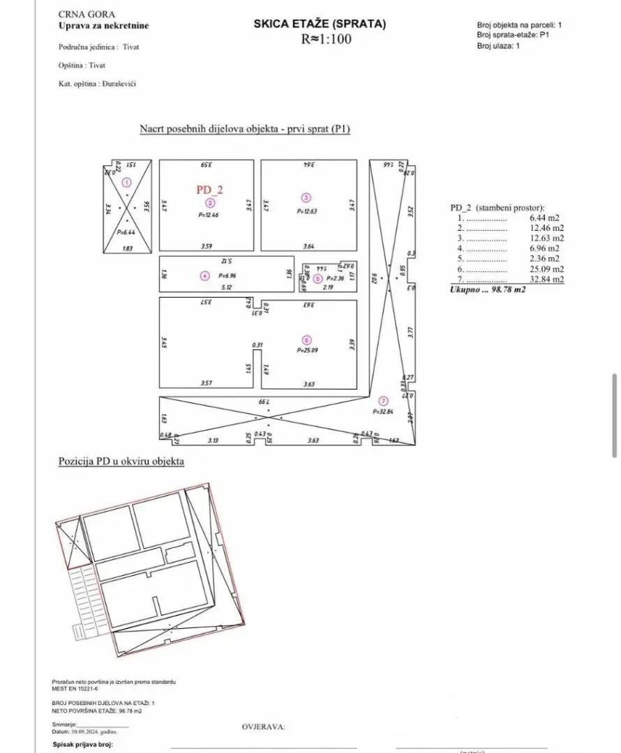 Prodaja, dvosoban stan, 98m², Tivat, Crna Gora