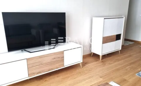Living room with a TV unit and parquet flooring. - image 4