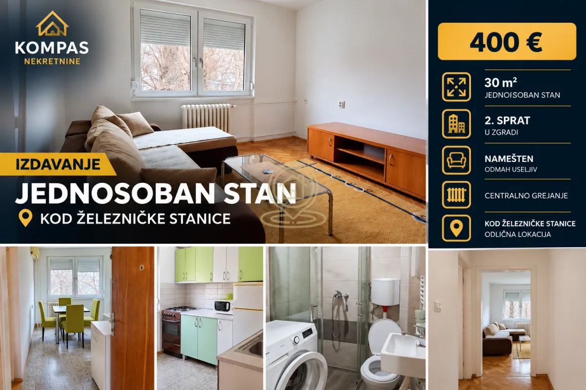 Rent, one bedroom apartment, 30m², Železnička Stanica, Novi Sad Sve Podlokacije