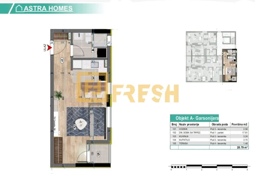 Prodaja, garsonjera, 28m², Zabjelo, Podgorica