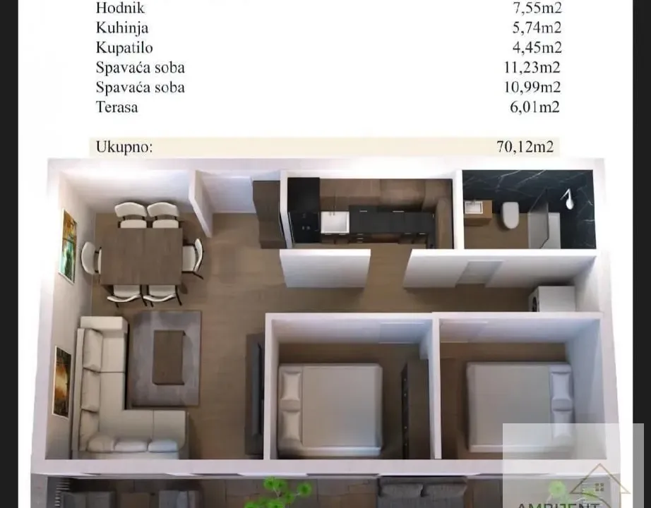 Prodaja, trosoban stan, 70m², Novi Banovci, Stara Pazova