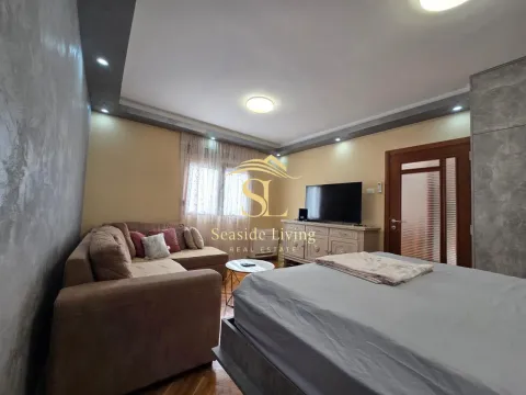 Living room with a sofa, bed and TV. - image 2