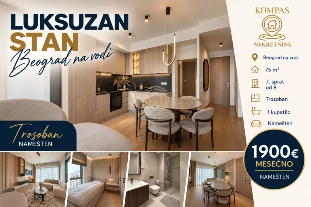 Rent, three bedroom apartment, 75m², Savski Venac, Beograd