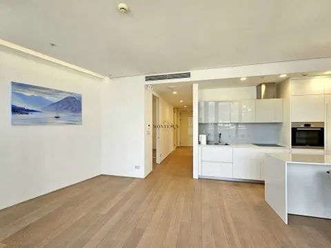 Modern bright living room connected to a white kitchen. - image 8