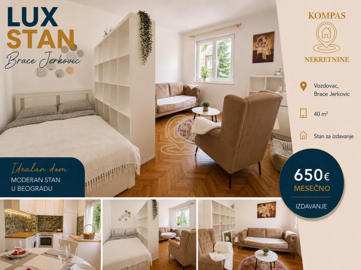 Rent, two bedroom apartment, 40m², Brace Jerković, Voždovac Sve Podlokacije