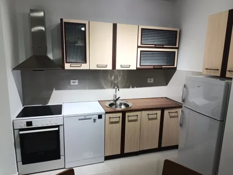Manja kuhinja sa elementima, šporetom, frižiderom i sudoperom. - image 4