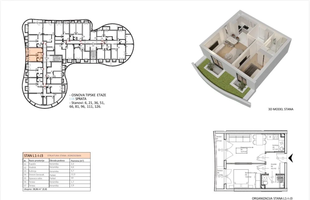 Prodaja, jednosoban stan, 46m², Centar, Bar