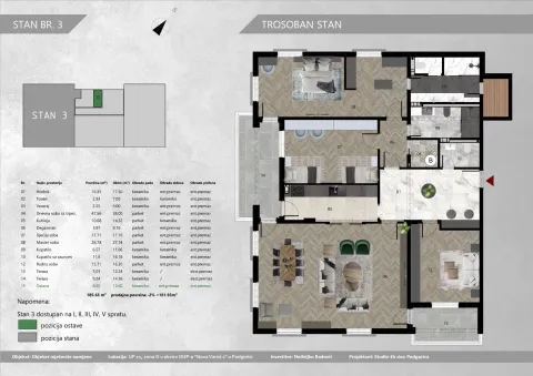 Prodaja, trosoban stan, 185m², Centar, Podgorica - Plan prostora - image 14