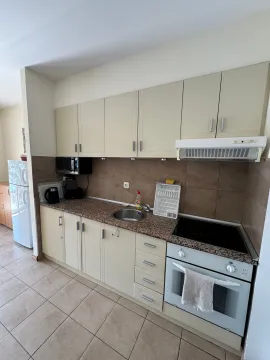 Manja kuhinja sa svijetlim elementima, šporetom i frižiderom. - image 10