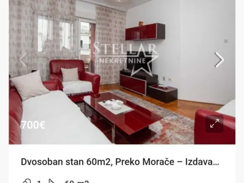 Izdavanje, dvosoban stan, 60m², Preko Morače, Podgorica - image 2