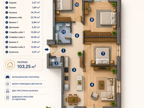Sale, three bedroom apartment, 103m², Centar, Bar - image 2