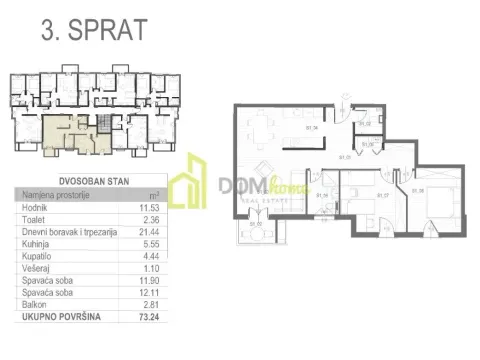 Prodaja, dvosoban stan, 73m², Tološi, Podgorica - image 5