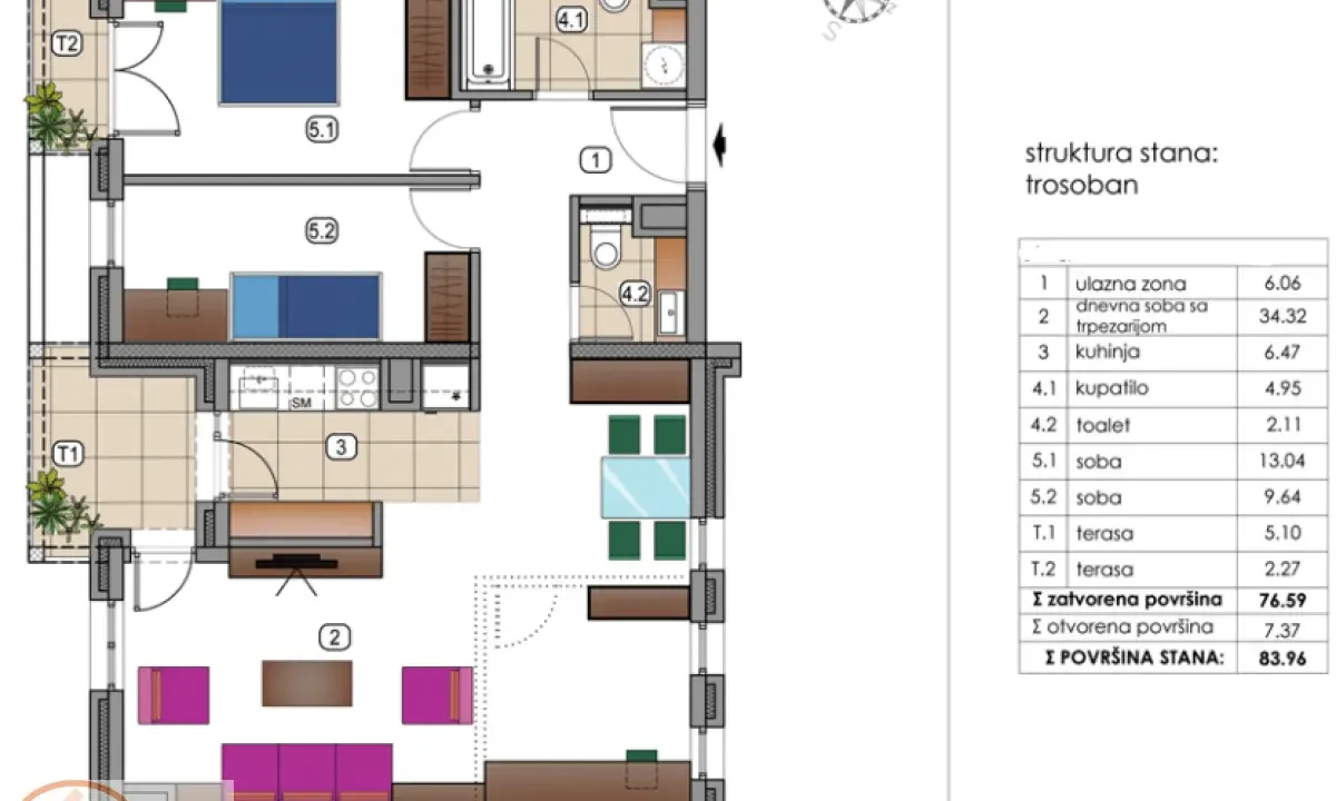 Prodaja, trosoban stan, 84m², Tošin bunar, Novi Beograd Sve Podlokacije