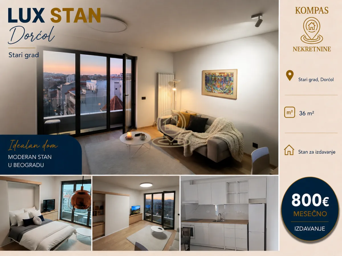 Rent, one bedroom apartment, 36m², Stari Grad, Beograd
