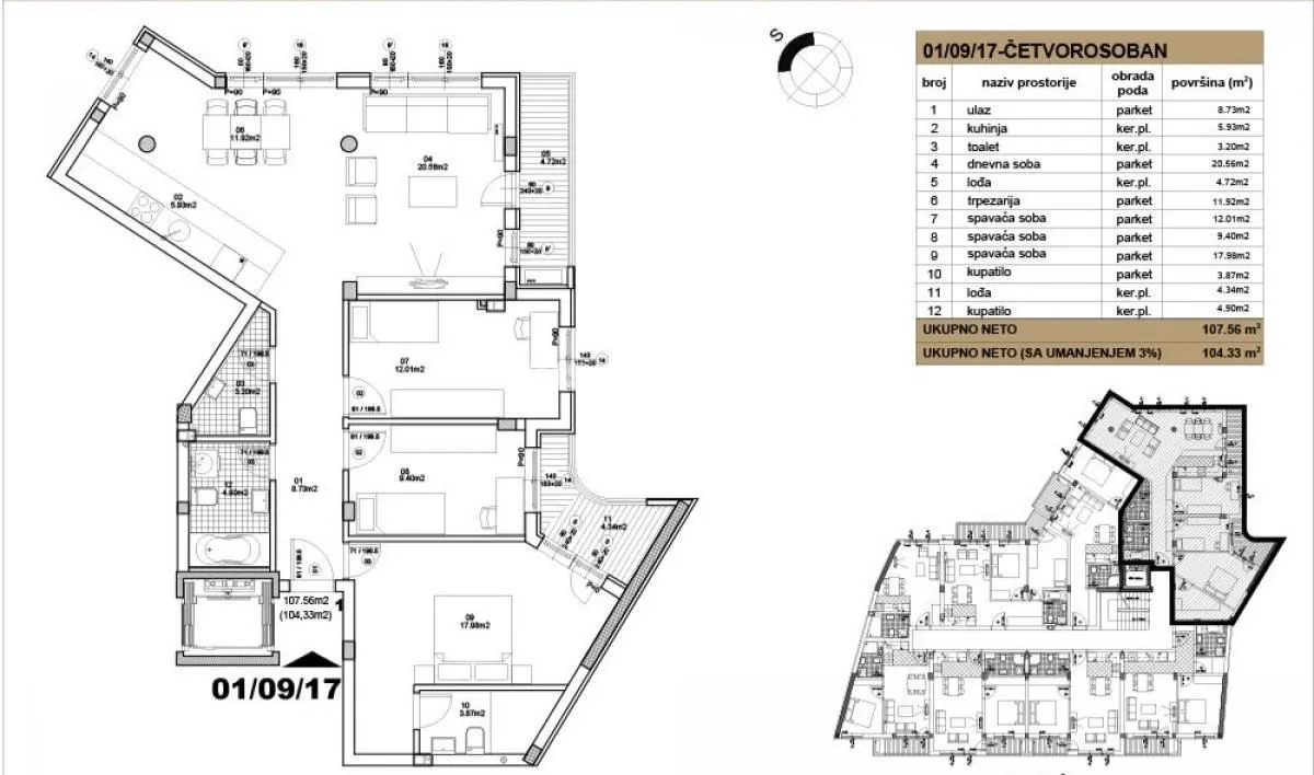 Sale, four bedroom apartment, 105m², Novi Sad, Srbija