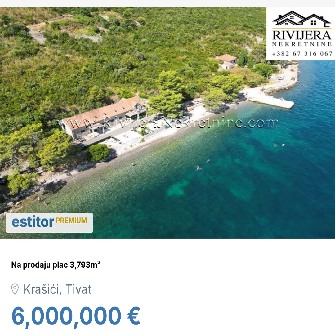 Prodaja, plac, 3793m², Krašići, Tivat