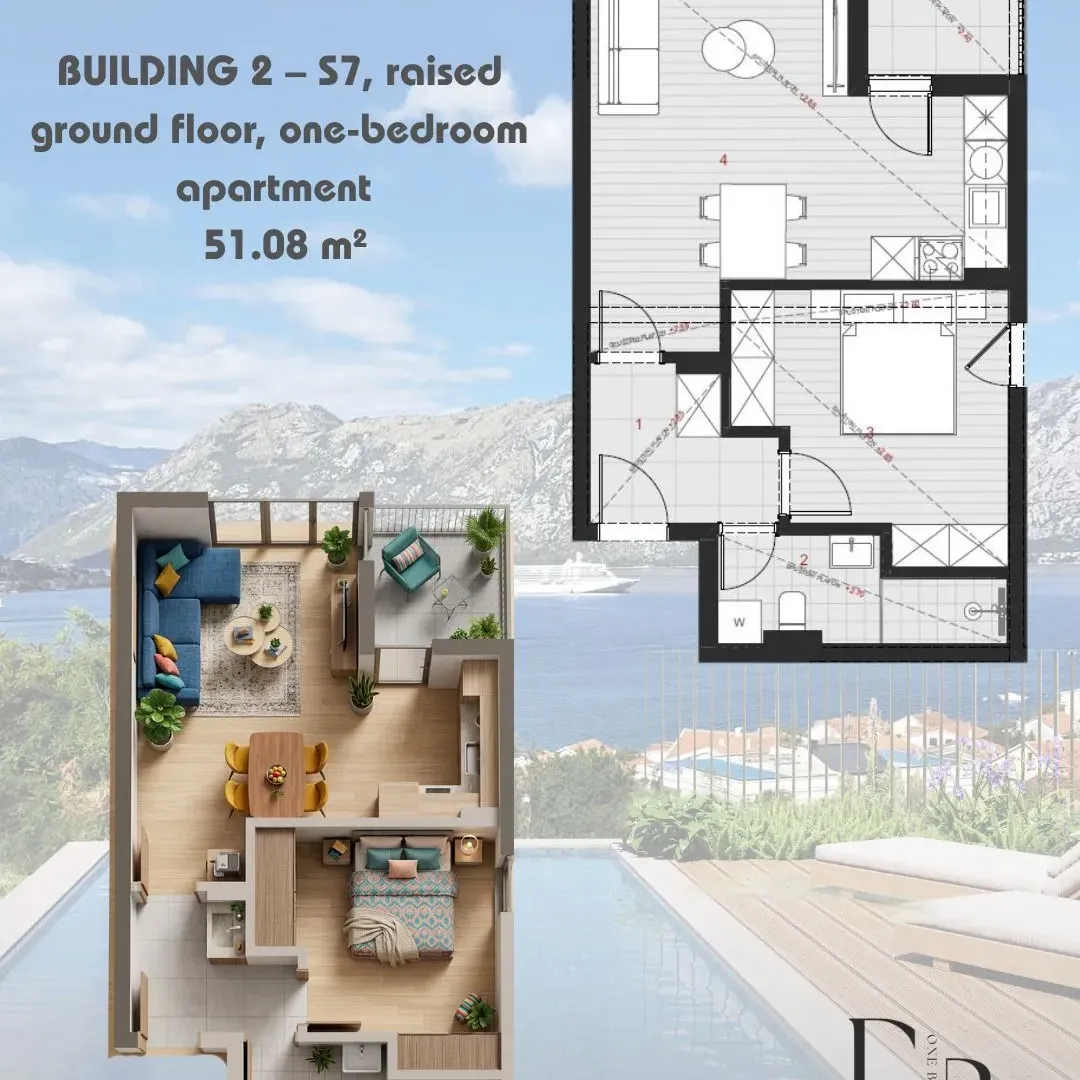 Prodaja, jednosoban stan, 51m², Dobrota, Kotor