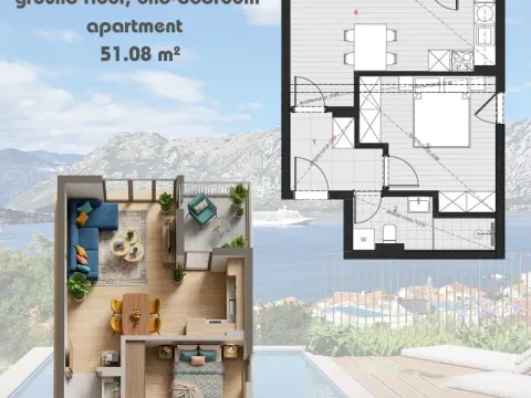 Prodaja, jednosoban stan, 51m², Dobrota, Kotor - image 2