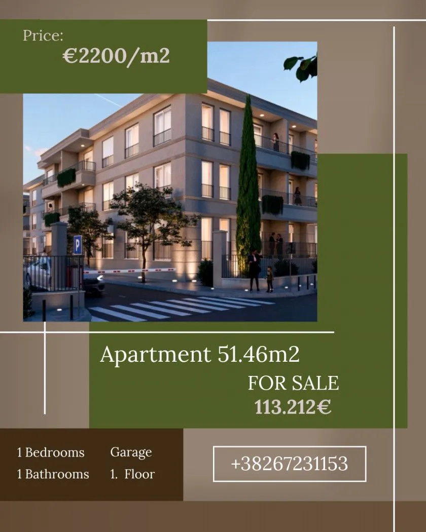 Prodaja, jednosoban stan, 51m², Zabjelo, Podgorica