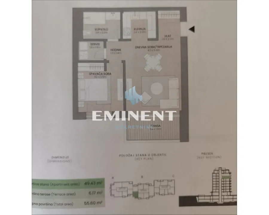 Prodaja, dvosoban stan, 56m², Novi Beograd Blok 67, Novi Beograd Sve Podlokacije