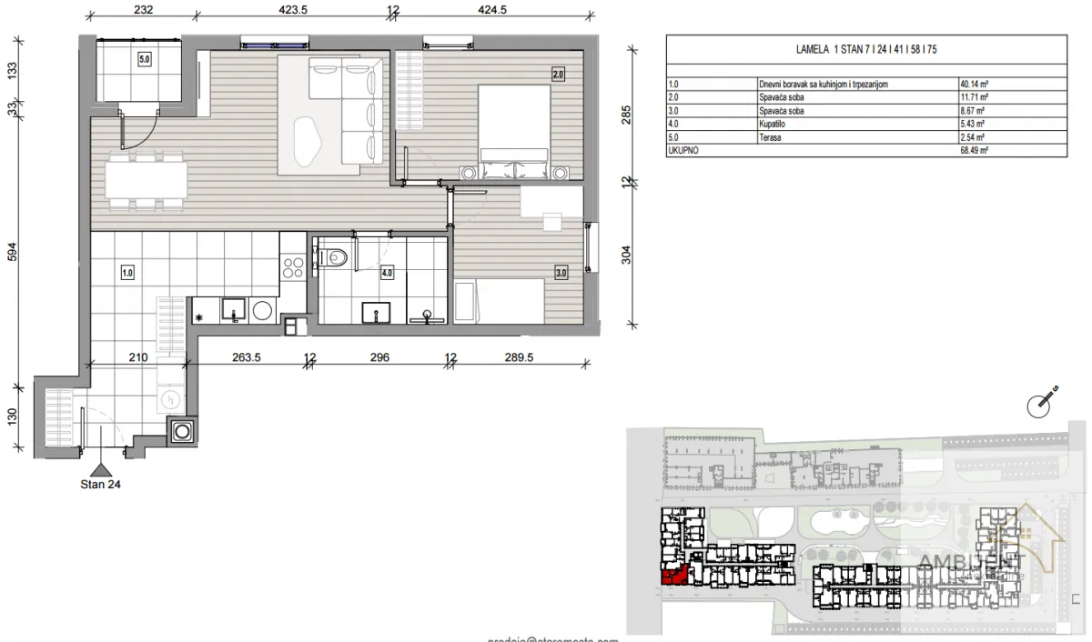 Sale, two bedroom apartment, 68m², Nova Pazova, Stara Pazova