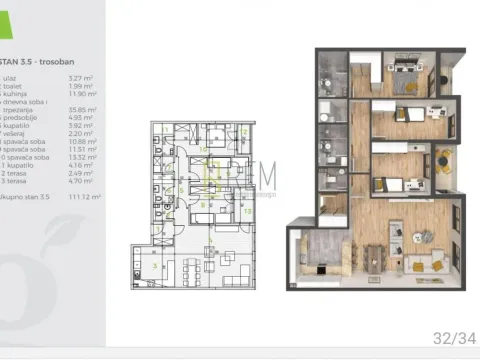 Sale, three bedroom apartment, 110m², Tološka šuma, Podgorica - image 4