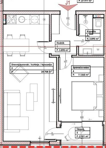 Sale, apartment, 46m², Budva, Crna Gora