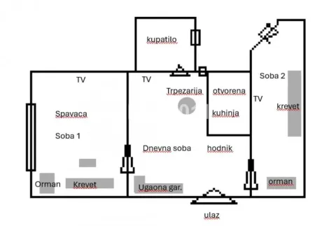 Sale, two bedroom apartment, 49m², Vukov Spomenik, Zvezdara Sve Podlokacije - image 13