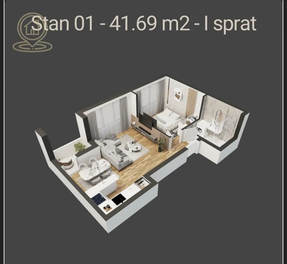 Sale, two bedroom apartment, 42m², Adice, Novi Sad Sve Podlokacije