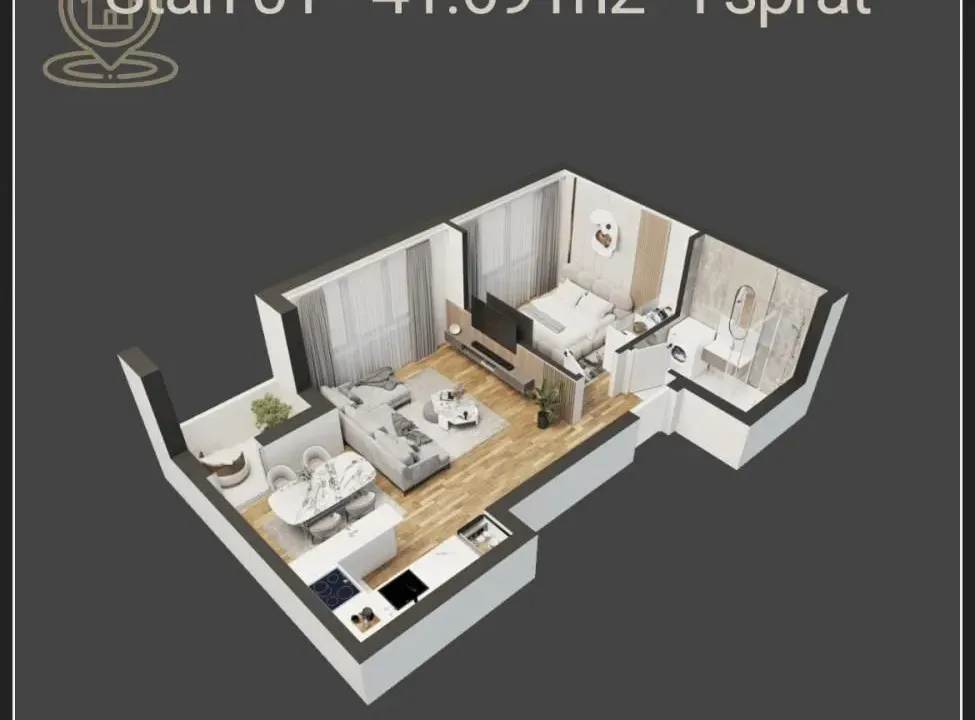 Sale, two bedroom apartment, 42m², Adice, Novi Sad Sve Podlokacije