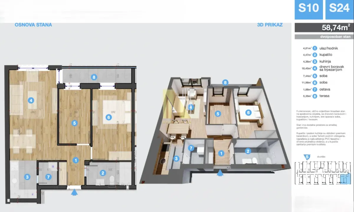 Sale, three bedroom apartment, 59m², Telep, Novi Sad Sve Podlokacije