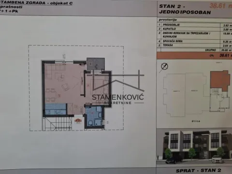 Prodaja, dvosoban stan, 39m², Adice, Novi Sad Sve Podlokacije