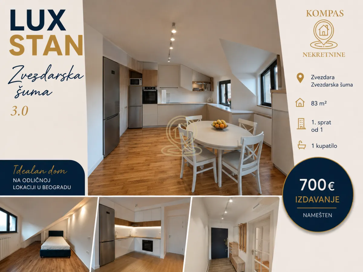 Izdavanje, trosoban stan, 83m², Zvezdarska Šuma, Zvezdara Sve Podlokacije