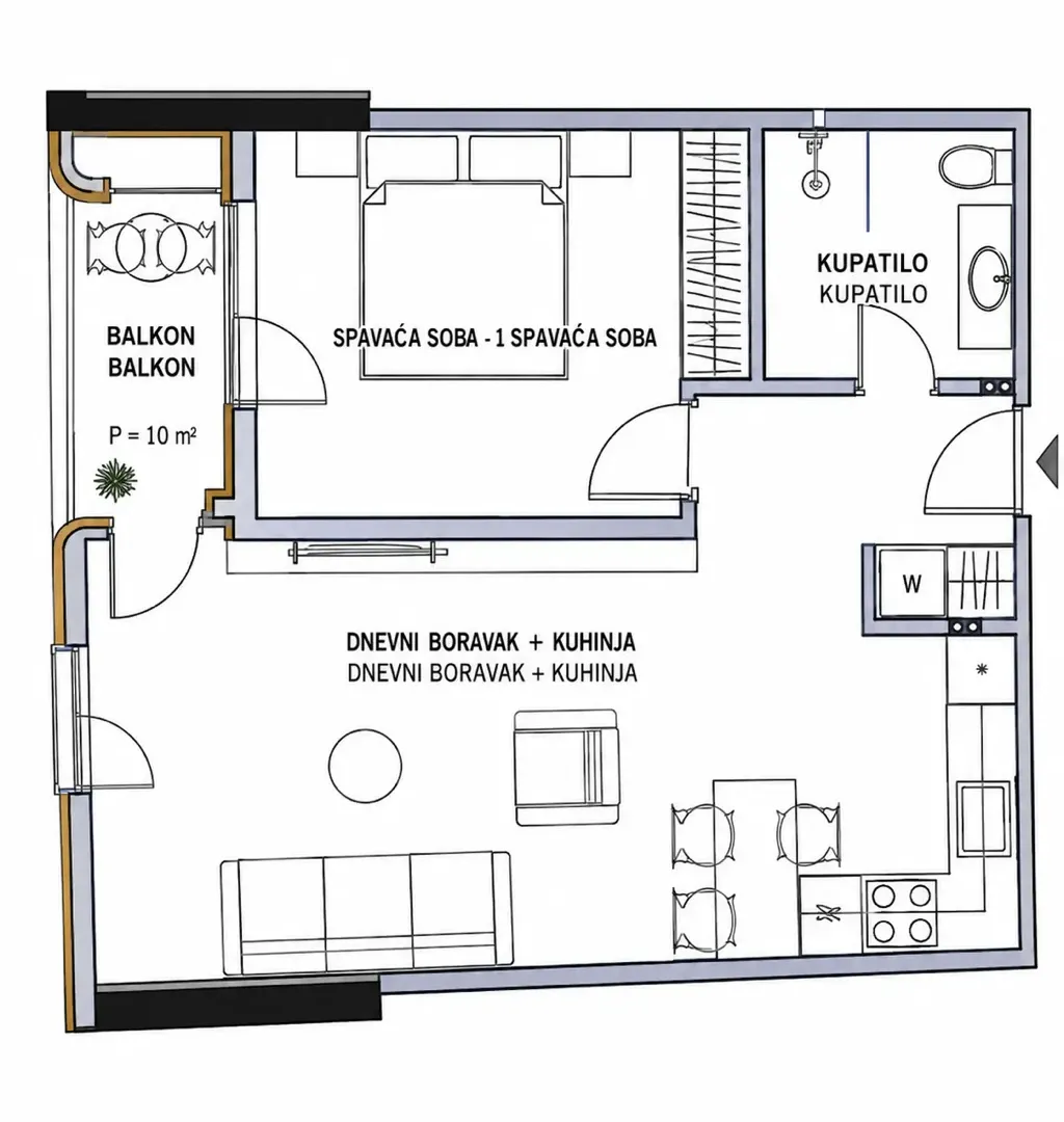 Prodaja, jednosoban stan, 51m², Šušanj, Bar