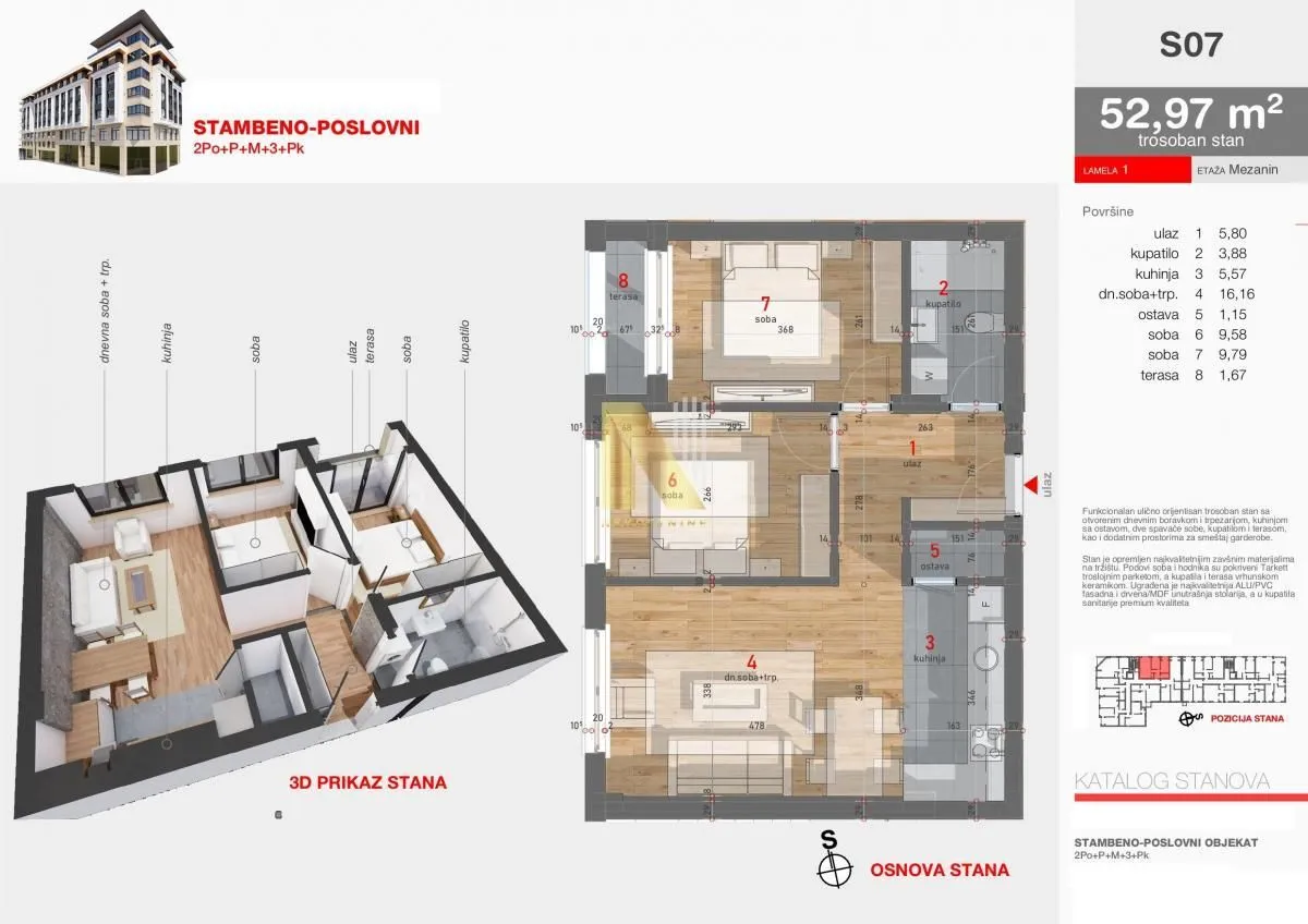 Prodaja, dvosoban stan, 53m², Centar, Novi Sad