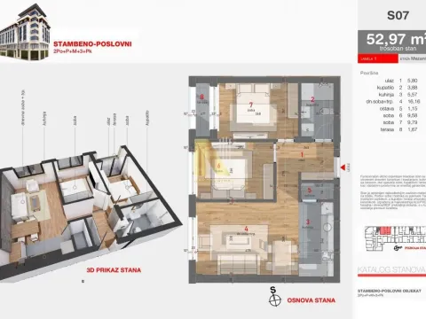 Sale, two bedroom apartment, 53m², Centar, Novi Sad - image 2