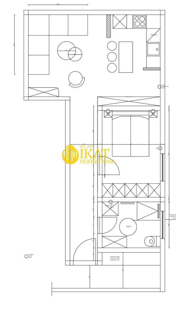 Rent, two bedroom apartment, 49m², Stari Grad, Beograd