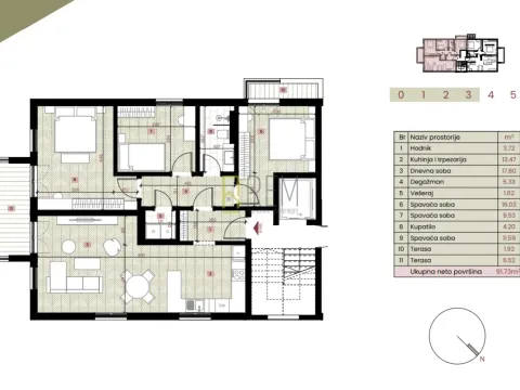 Sale, two bedroom apartment, 77m², Gorica C, Podgorica - image 7