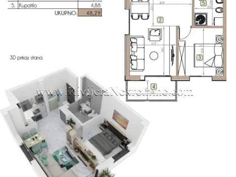 Prodaja, jednosoban stan, 48m², Dobrota, Kotor - image 4