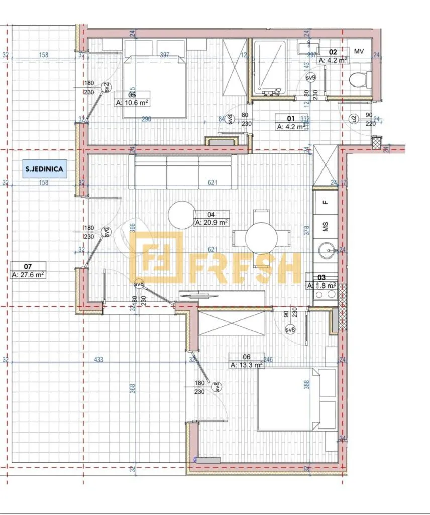 Prodaja, dvosoban stan, 82m², Ljubović, Podgorica