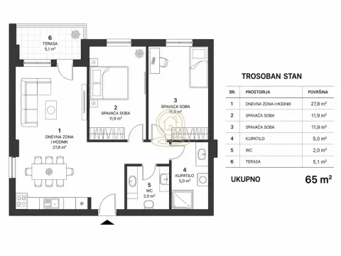 Sale, three bedroom apartment, 65m², Mala vaga, Kragujevac - image 4