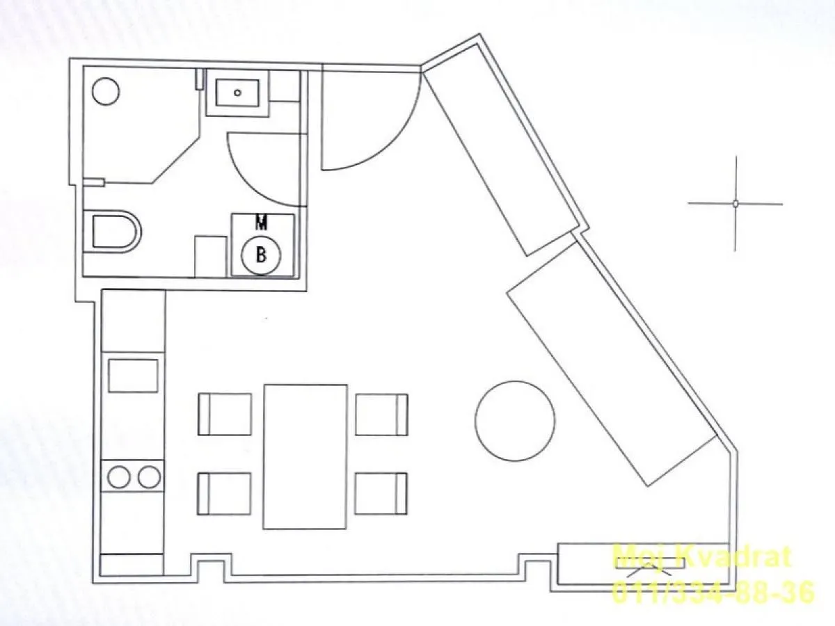 Rent, studio apartment, 28m², Savski Venac, Beograd