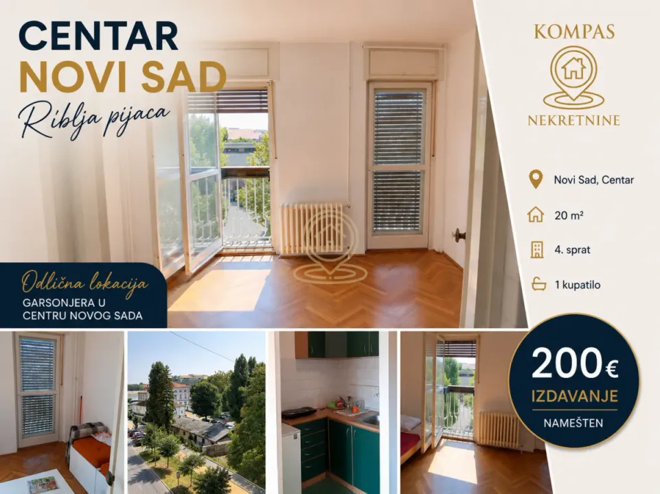 Rent, one bedroom apartment, 20m², Centar, Novi Sad