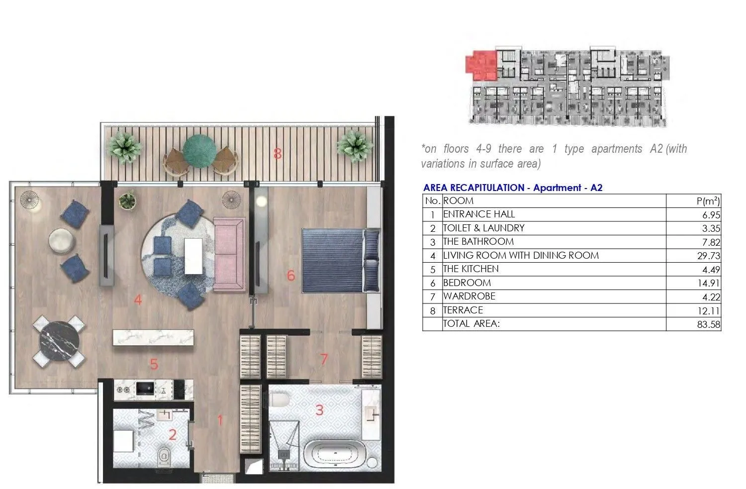 Sale, one bedroom apartment, 87m², Budva, Crna Gora