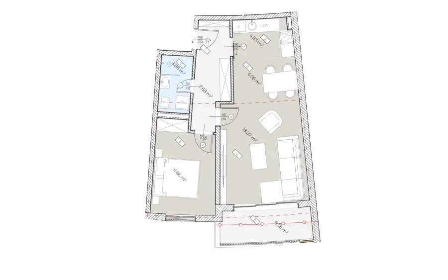 Sale, one bedroom apartment, 59m², Bečići, Budva