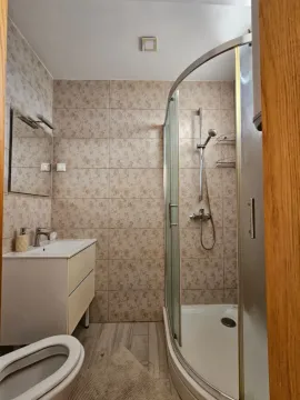 Kupatilo opremljeno umivaonikom, tuš kabinom i toaletom. - image 15