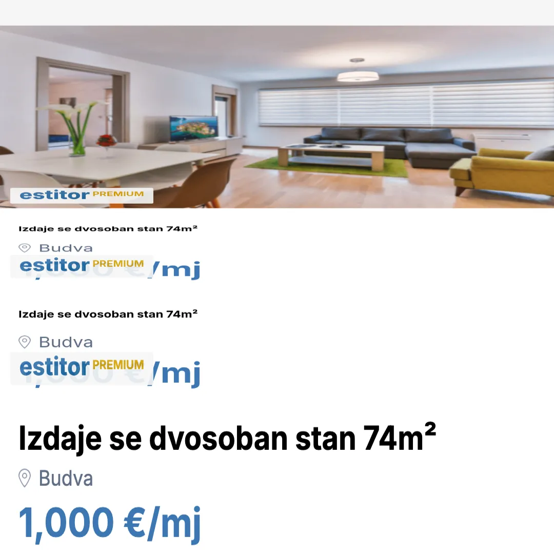 Rent, two bedroom apartment, 74m², Budva, Crna Gora