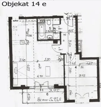 Crtež tlocrta stana sa rasporedom prostorija i mjerama. - image 8
